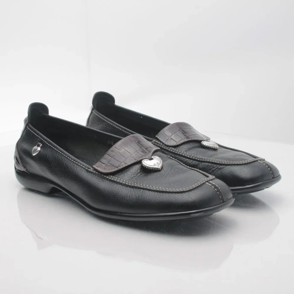 Brighton URSA Black Leather Elegant Driving Shoes Loafers 8.5N - Picture 4 of 16